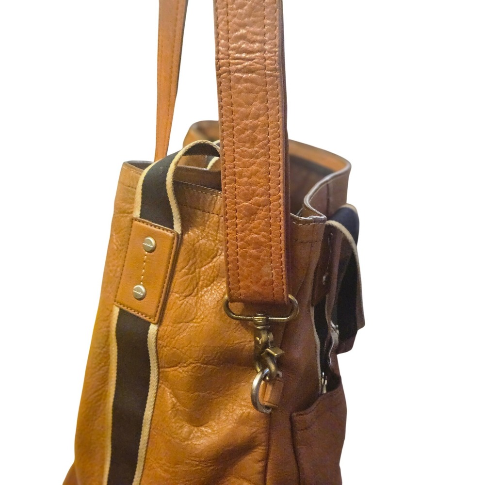 Coach Transatlantic Tote Bag Tan Pebbled Leather Crossbody Webbed Trim 70191 - Picture 2 of 8